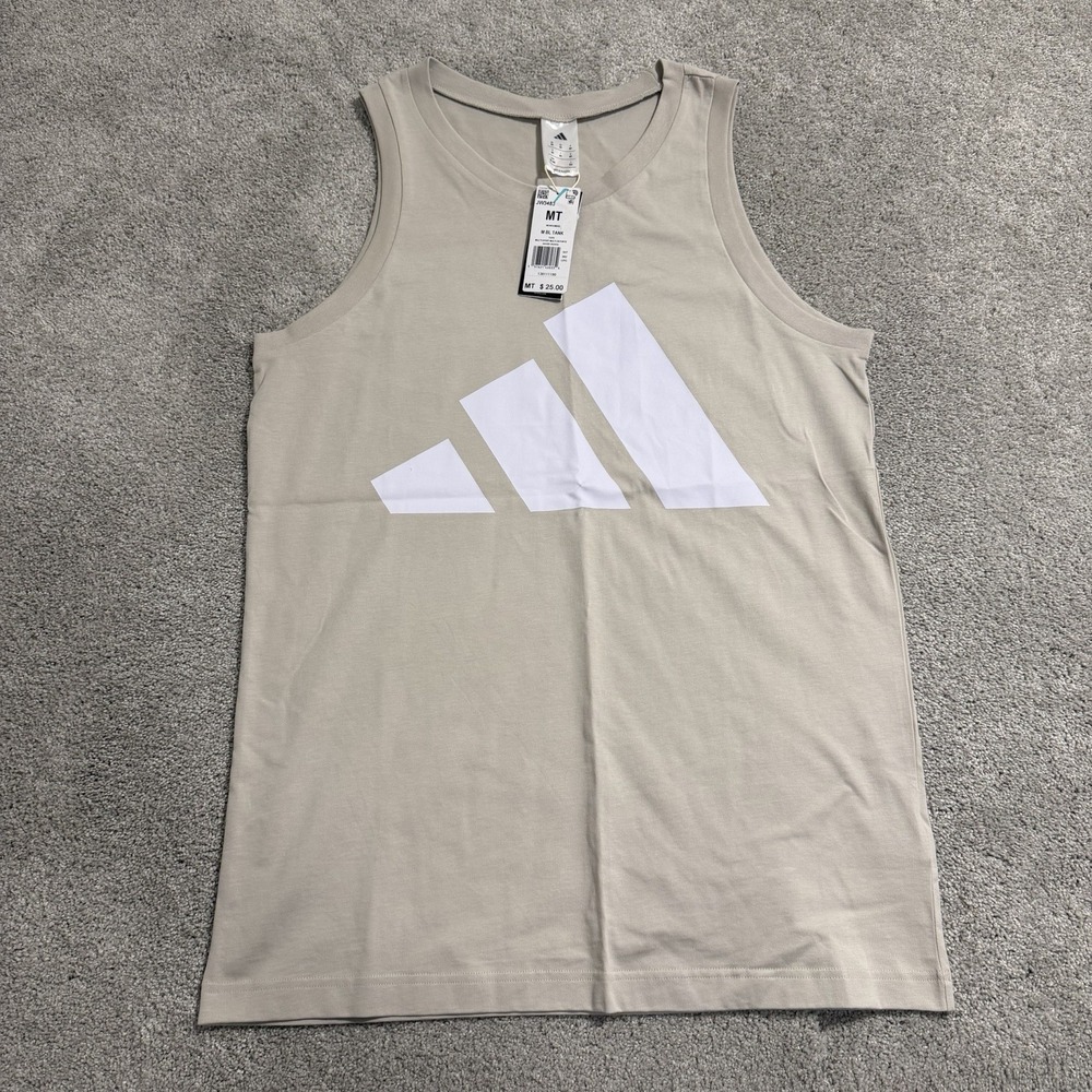 Adidas Tank Top Mens MT Medium Tall Tan Sleeveless Shirt Beach Muscle JW3483